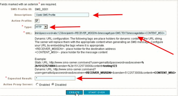 how to create profile code through sms