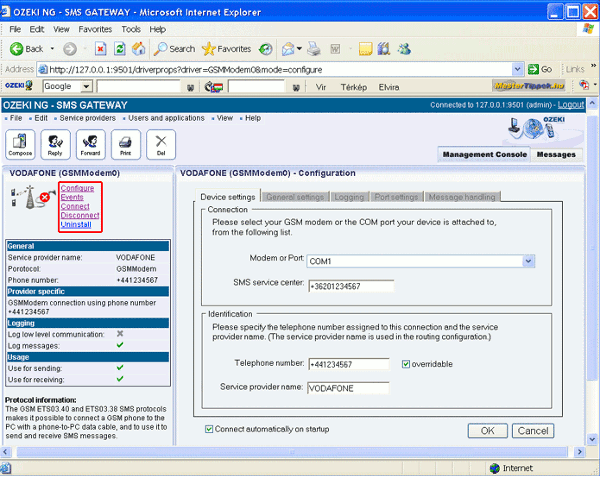 sms gsm links to operations