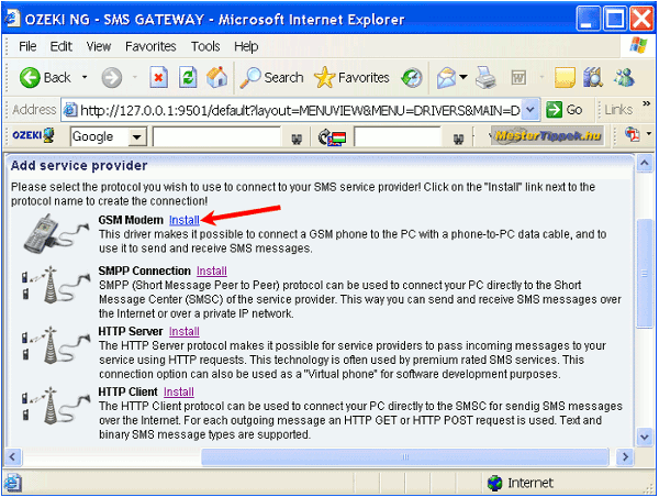 sms gsm starting to install gsm connection